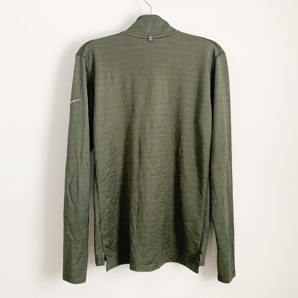 Nike Dri-Fit Dark Green Space dye Long Sleeve 3/4 Zip athletic top Medium - Picture 6 of 11